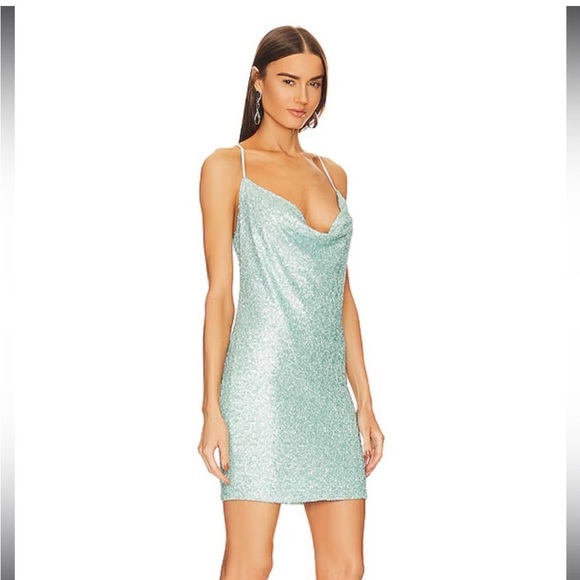 Susana Monaco blue mermaid sequin slip mini dress - Picture 3 of 11
